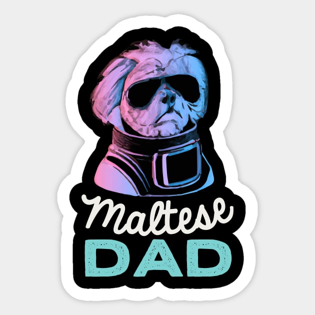 Maltese Dad Synthwave Dog Owner Retro Dog Father Sticker by BetterManufaktur